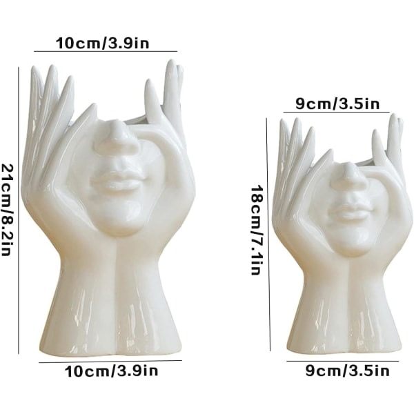 Hovedet Formet Keramik Vase Hvid Moderne Vase Have Hjem Køkken