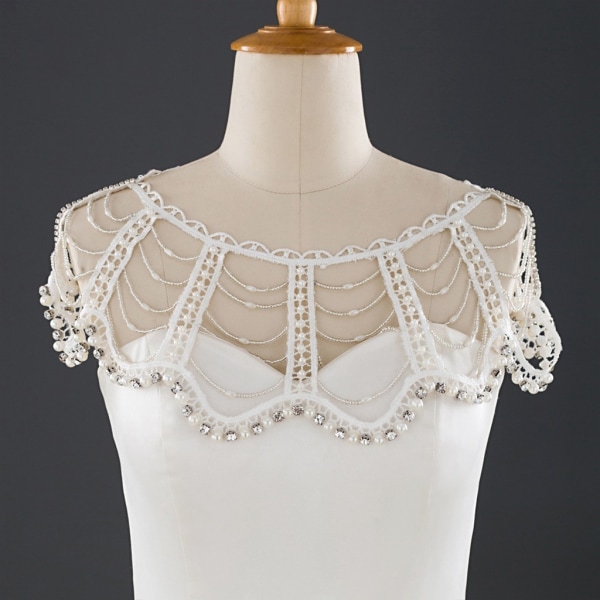Simulerad Pärla för Rhinestone Beading Bib Halsband Kvinnor Bröllop Brud Handgjorda Smycken Kropp Axelbälte Sjal Krage Sele Kostym Tillbehör