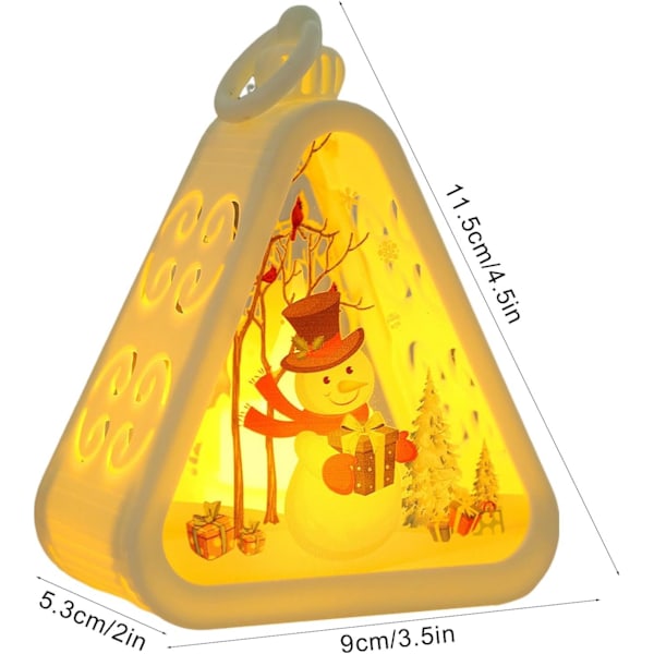 Julebordslampe, Vinterlysnattlys med varmt glød, Batteridrevet lysestake for innendørs og utendørs juledekor Snögubbe