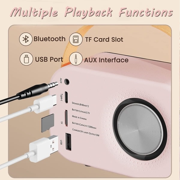 Retro Trådlös Bluetooth Mini Bärbar Högtalare Subwoofer HiFi Ljud Stereo-Vit white