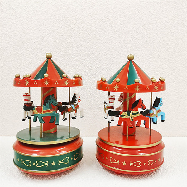 1:a Julkarusell Musik Klockverk Automatisk Merry-Go-Round Grön