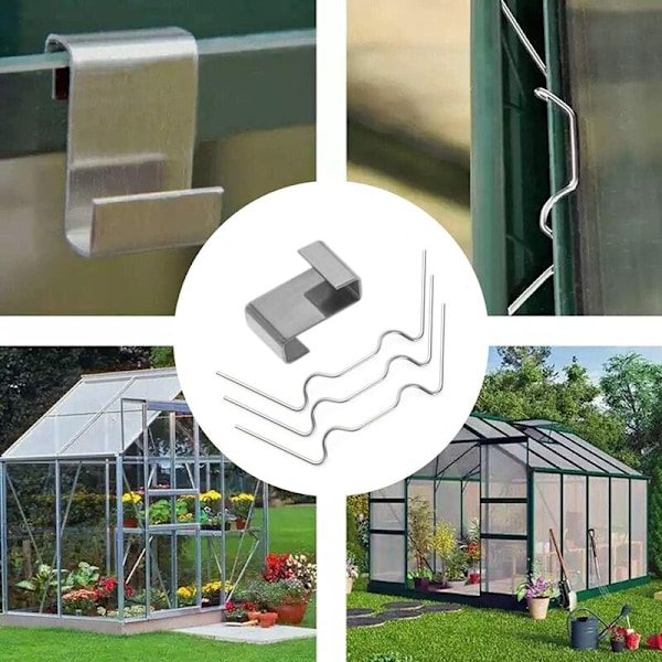 60 W-clips & 60 Z-clips för växthusglaspaneler, rostfritt stål, 120 st set
