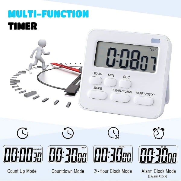 Timer, Kökstimer Digital Timer Med Stoppur Og Nedregningsfunksjon, Köksvakarklocka Äggtimer, Digital Magnet Timer Lcd Display For Barn Och