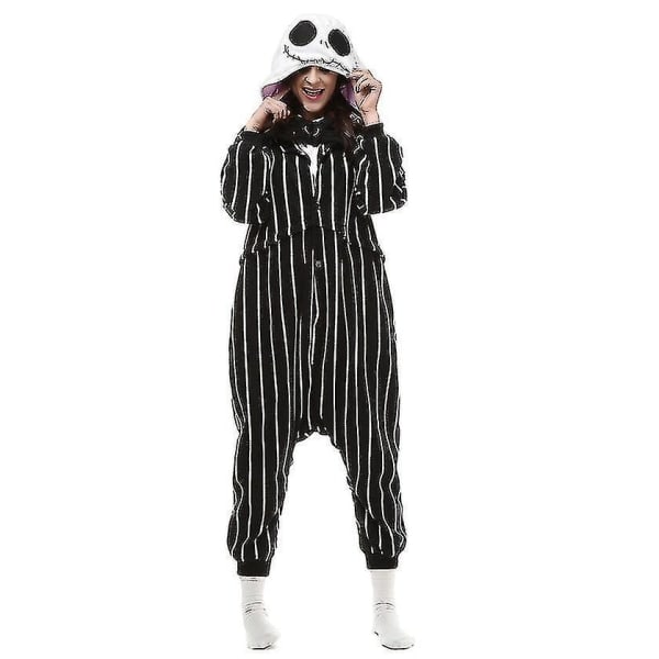 Jack Skellington Kostym Helkroppspyjamas Halloween Jul One-piece Kigurumi For Herr Dam Es L