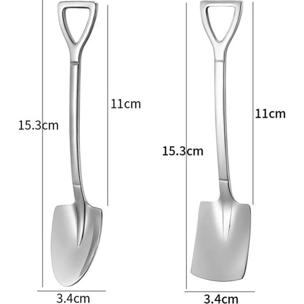 4 st rostfritt stål spadeformade skedar spetsiga skedar Kaffe Te Socker Omrörningssked Tårta Dessertsked för fest