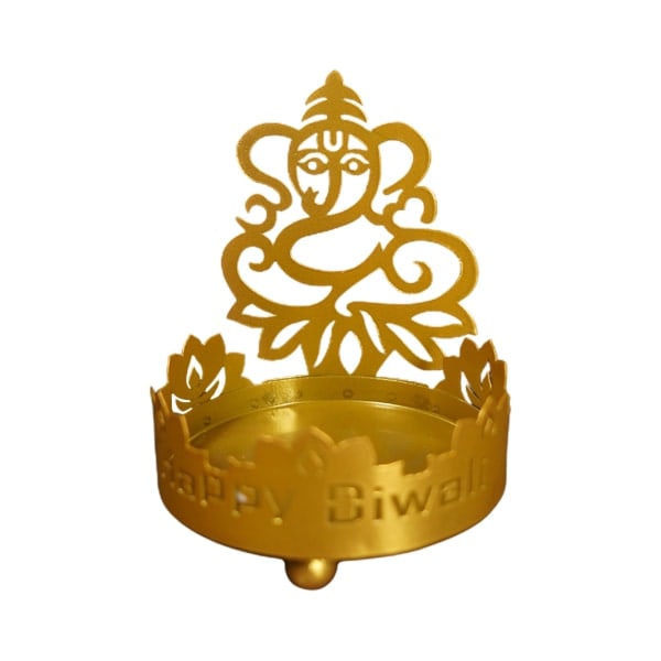 Metallisk Ljusstake Projektion Buddha Staty Ljusstake Bordshållare Dekorativ Ihålig Ljusstake Middag null - B