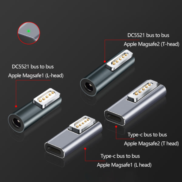 Bærbar konverteringstype C/DC5.5 Magnetisk PD-adapterplugg Konverter farge Type-C til magsafe2 color Type-C to magsafe2