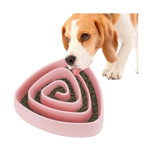 Slow Food Dish Dog Dricksplatta Triangel Pet Bowl Anti Choking-rosa