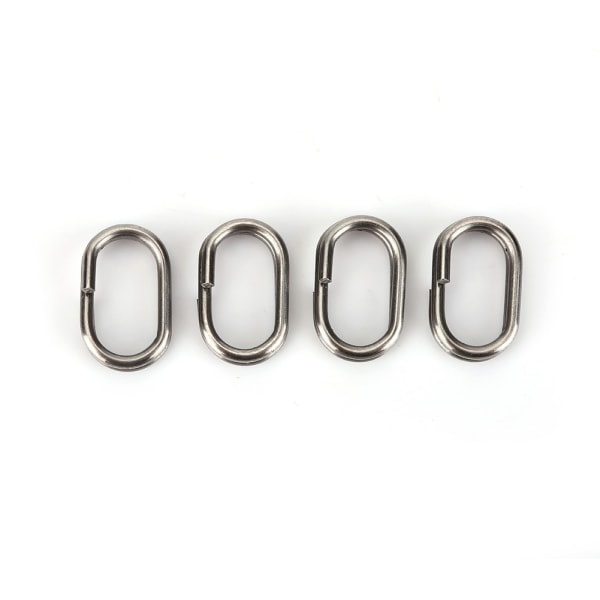 100 st rostfritt stål ovala delade ringar Svängbar Snap fiskeredskapskontakt (9x15mm)