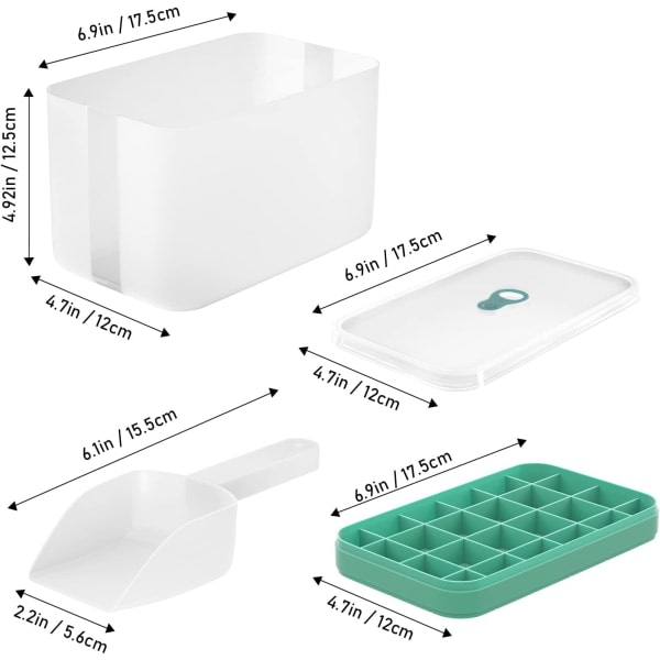 Isbitbricka med lock, Silikon isbitform med lock, Isbitlåda, stapelbar, BPA-fri