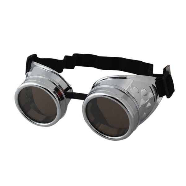 Vintage viktorianska Steampunk Goggles Glasögon Svetsning Gothic Cosp Silver One Size Silver One Size