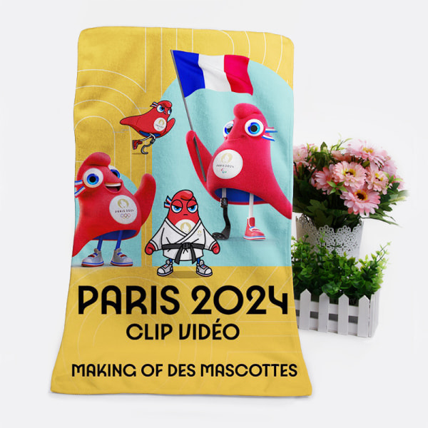 Paris 2024 Games maskot rundt 35*70 håndkle vaskeklut suvenirer 4 35*70cm