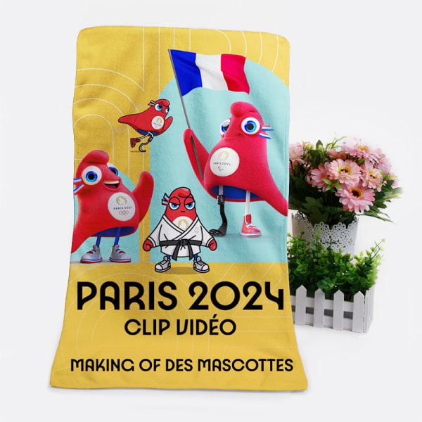 Paris 2024 Legespil Maskot Håndklæde ca. 35*70 Souvenir 8 35*70cm