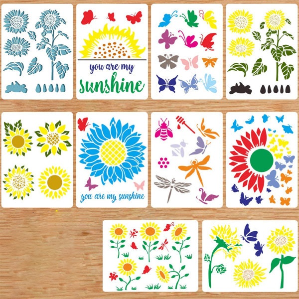 Solsikke Bie for Butterfly Stencils Mal for Vår Tema Maling Stencils Blad Tegning Mal Gjenbrukbar Maling Ste