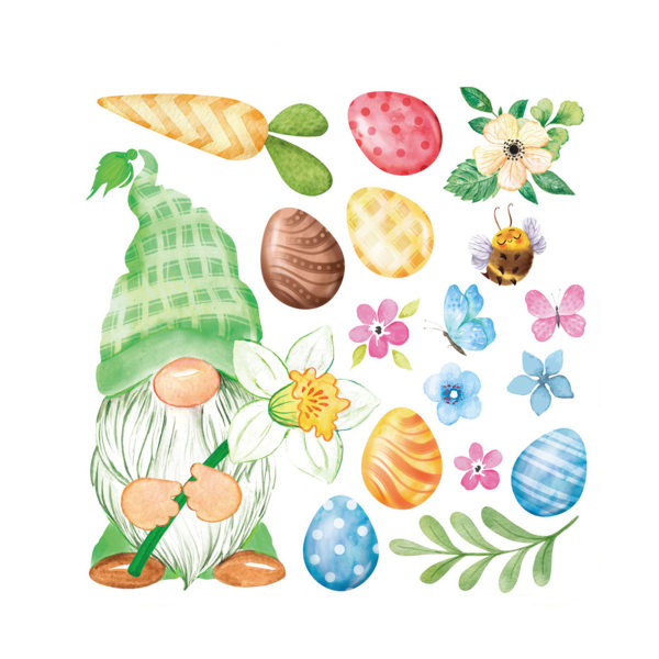 God påske Vindu Cling Gnome Bunny Egg Veggdekor Statiske glassdekaler Selvklebende kjøleskapsklistremerker null - A