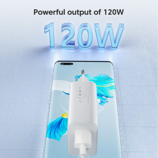 120W USB-laturi Pikalataus QC3.0 USB C-kaapeli Tyyppi C-kaapeli Matkapuhelinlaturi Huawei Samsung Xiaomi Pikalataus EU-Valkoinen-10A