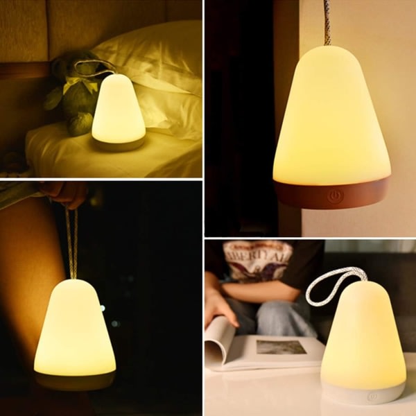 Bärbar tecknad LED-nattlampa, USB laddningssömnlampa (1 st, vit)