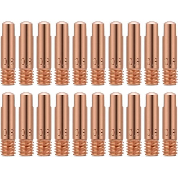 MIG svejse kontaktdyser kobber 0,8mm 20 stk til 15ak brænder