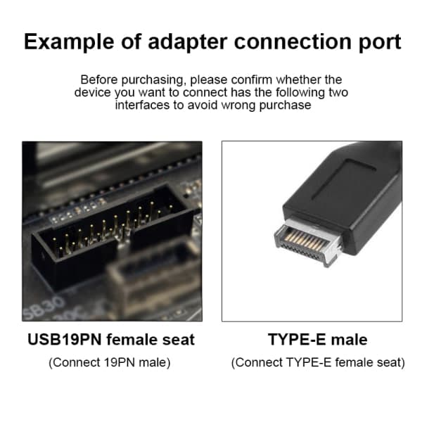 USB-etupaneelin sovitin Type-E - USB 3.0 19PIN -sovitin Vertica musta yksi koko