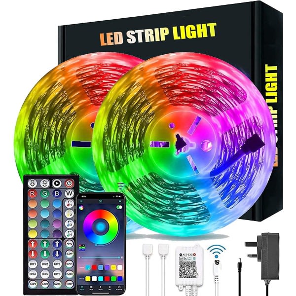 20m LED-ljuslist set Bluetooth smart ljusremsa rgb vattentät lågspänningsljus