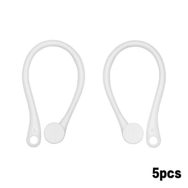 Anti-fall Bluetooth Headset Öronkrokar Hörlursbeskyttelse Hållare Mjuk silikon Sport Öronkrok For Air-pod 1 2 Headset Tilbehör Ørekrok hvit 5par Earhook white 5pairs