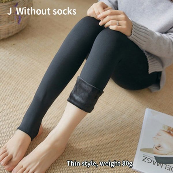 Vintervarme Leggings Dame Tykke Fleece Leggings Højtaljede Plus Sort J 85g Black J 85g