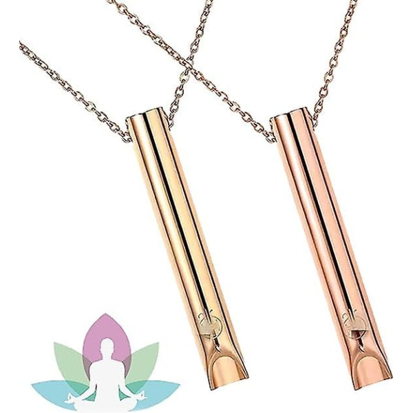 2 stk pustehalskjede, angstdempende halskjede for kvinner, stressavlastende Mindful pustehalskjede i rustfritt stål for meditasjon Avslapping Gull rose Gold rose