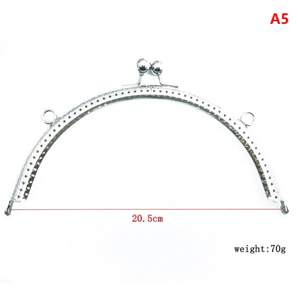 8,5/10,5/12,5/15,5 CM tom silver Basic halvcirkel metallväska 20,5 cm