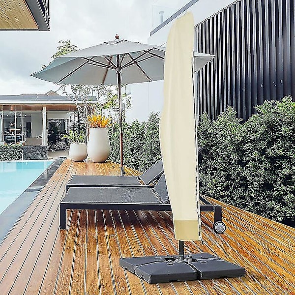 Vedenkestävä kansi vapaasti seisovalle sateenvarjolle vetoketjulla ja nyörillä Oxford-kangasta vedenpitävällä PVC-pinnoitteella Beige 26530/50/40 cm (FMY)