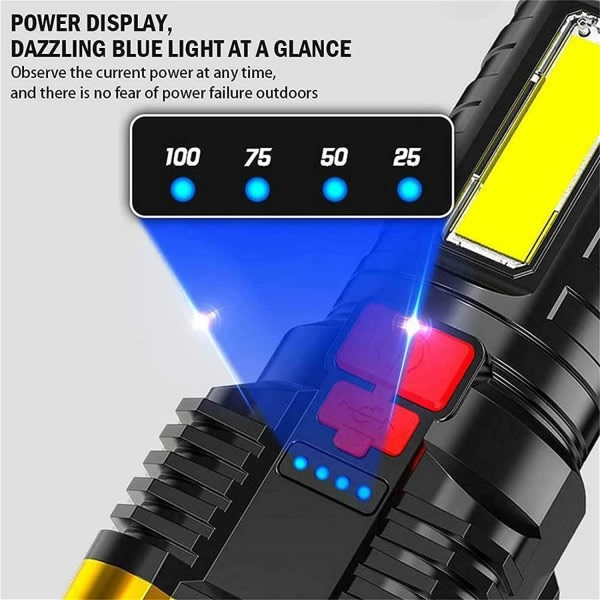 Fem kärnstark LED-ficklampa Super Bright USB Recharge, ZQKLA