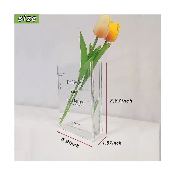 Bok Vase Akryl Vase Ins Blomma Hjemmeindretning Europa Moderne Hydroponisk Desktop Ornament Gave, Transparent Sort