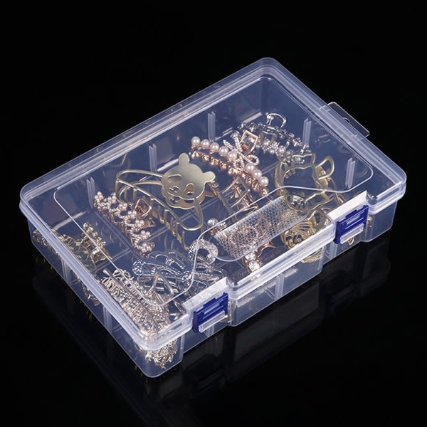 Transparent plastförvaringslåda för små smycken verktygslåda pärla