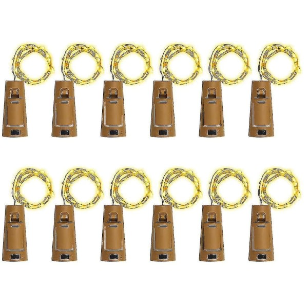 12 stk. flaskelamper, korklamper til vinflasker, 2m 20 LED-lys