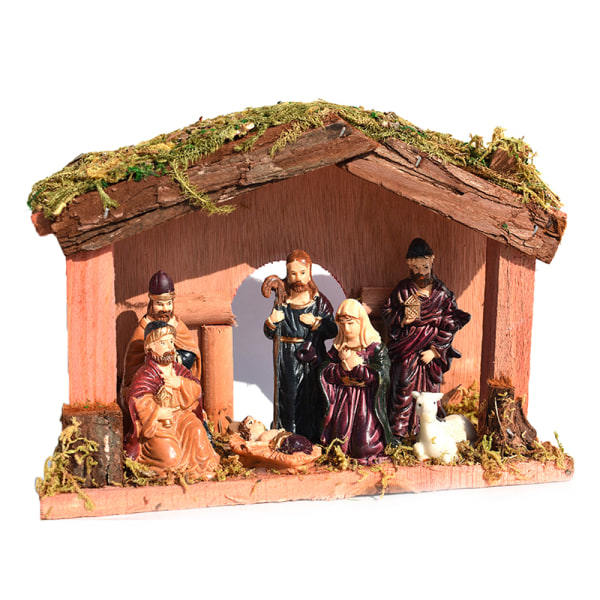 Julkrubba Figur Set Jesus Nativity Resin Hantverk Prydnad