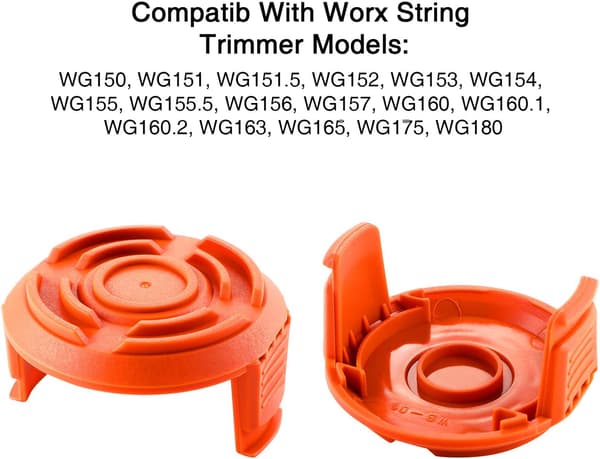 Trimmersnøre erstatningsspole for gresstrimmer og gresstrimmer spolehette Trimmerspolehette, passer Worx Wg180 Wg163 Wa0010 (15)