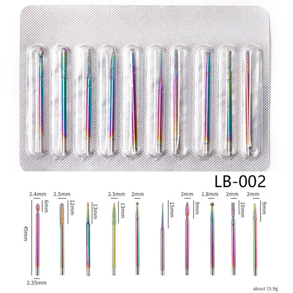 10 st diamantfräsar för manikyr hårdmetallspikar LB-002 one size LB-002 one size