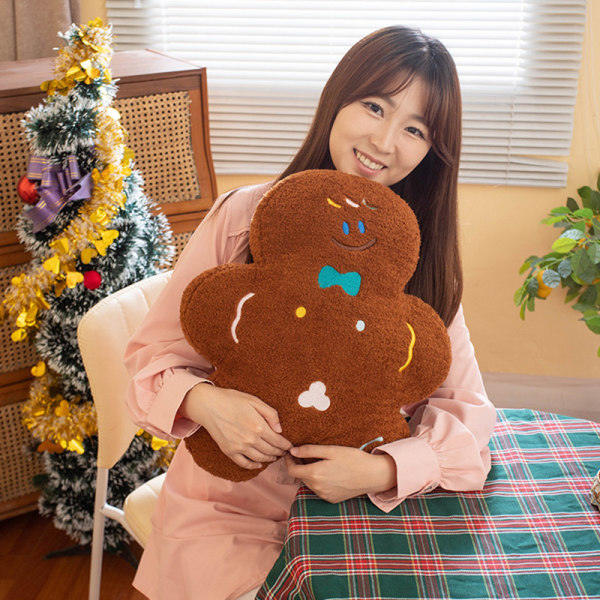 45CM Pepparkaksgubbe-kudde Mjuk plyschdocka Leksaker till jul Vit one size White one size