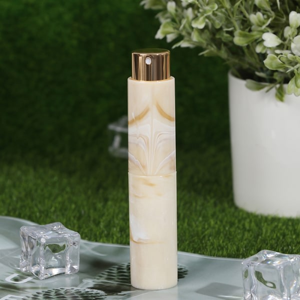 Bärbar påfyllningsbar parfymsprayflaska Marmorering Tom Innehåll Gul 2 & Guld 10ml tom