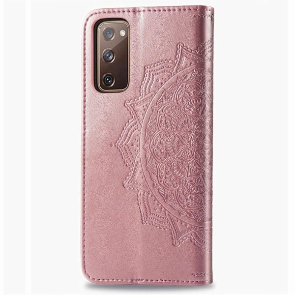 Samsung Galaxy S20 FE - Mandala Nahkainen Kotelo - Rose Gold Rose Gold Rose Gold