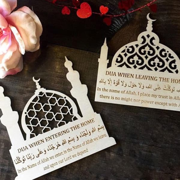 Ramadan Eid Mubarak trævedhæng Drop DIY krans guirlande fest tilbehør null - D