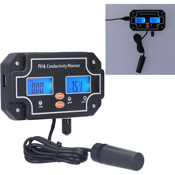 PH-2681 PH/EC Vattenkvalitetstestare, ATC PH-mätare, DC6V Hydroponisk Monitor för Akvarium, EU-kontakt 230V
