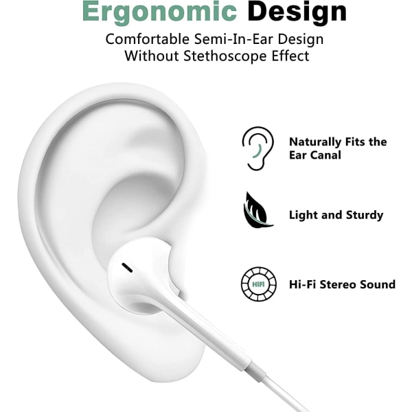 2-pack - Earbuds with Lightning connector iPhone headphones (built-in microphone and volume control) Noise-cancelling Headp