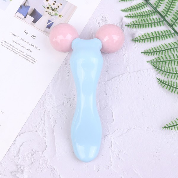 3D Rulle Massager Ansigtsmassage Y Form Rynkefjerner Ansigt - Blå
