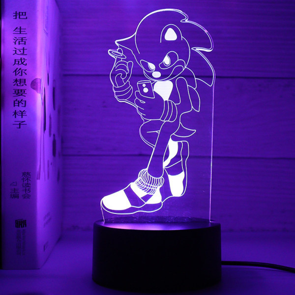 3D Sonic USB-yövalo - Tunnelmavalo Värikäs Musta jalusta: Värikäs 5