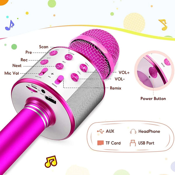 Karaokemikrofon med högtalare och Bluetooth Gold