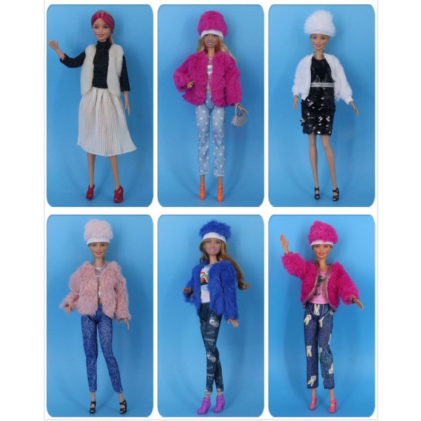 13 Barbie-nukkeasu, sopii 30 cm Barbie-nukeille, muodikkaat vaatteet, paidat, takit