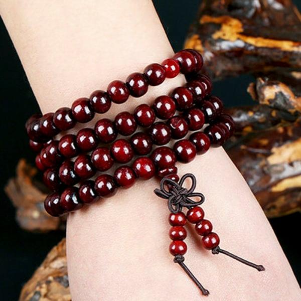 Santelipuinen tiibetiläinen buddhalainen Mala-santelipuun rukoushelmet 108 helmeä punainen Red