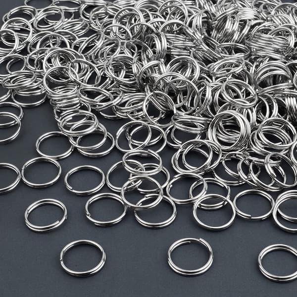 100-pak nøgleringsholdere 10 mm mini split-ring med dobbelt spænde