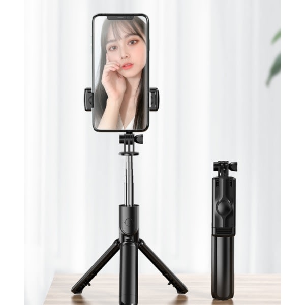 Horisontell och vertikal fotograferingsstativ selfiestick svart