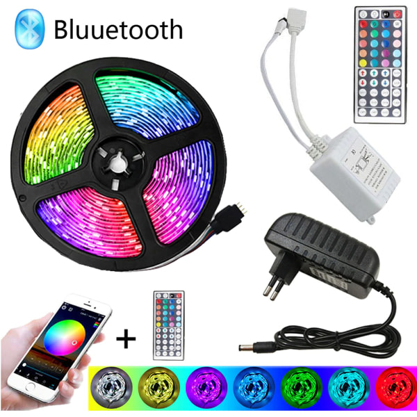 Rgb 5m 16,4ft Vanntett LED Strip Light 12v + Fjernkontroll